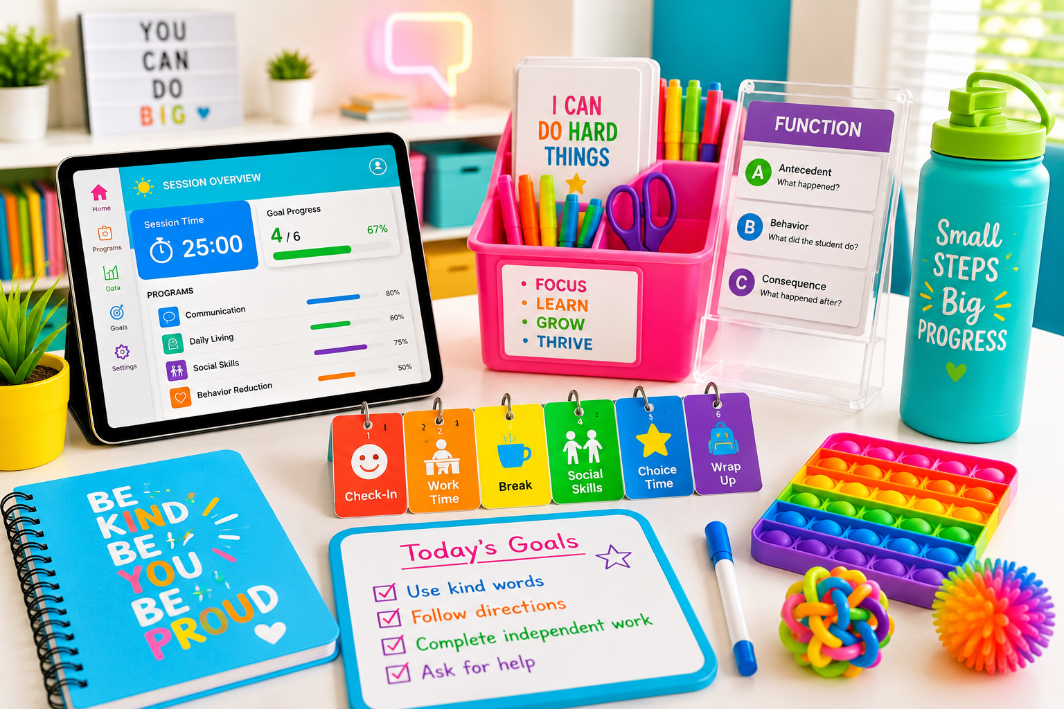 Child and therapist using picture communication supports